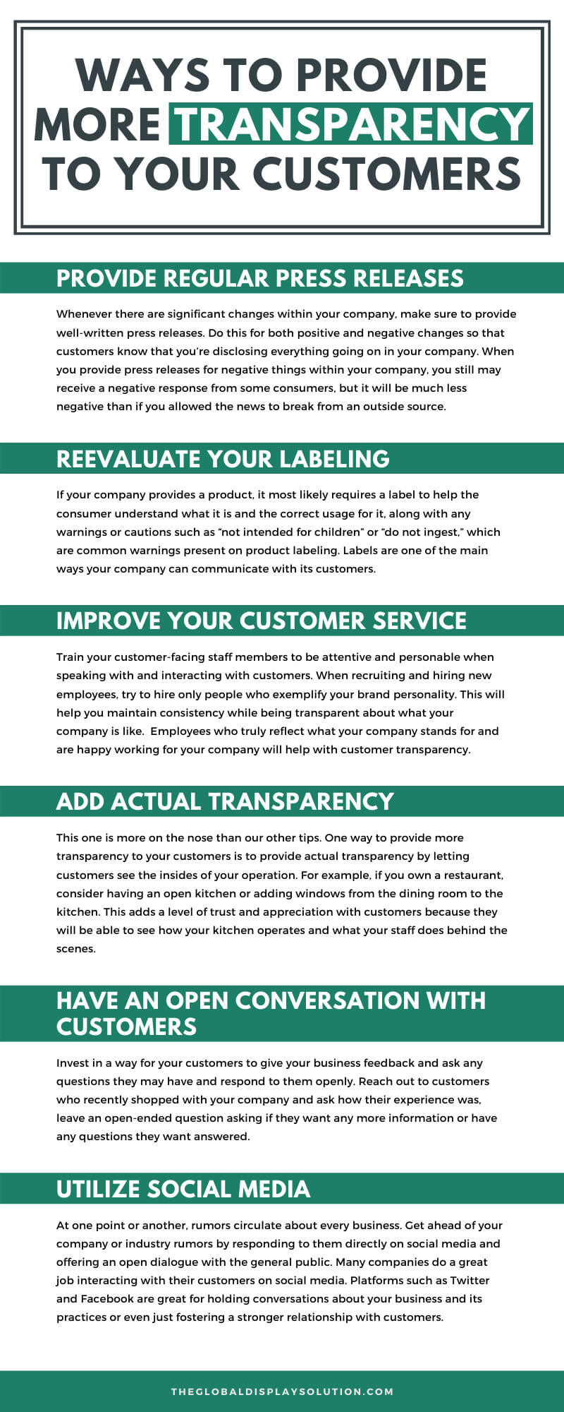 Ways to Provide More Transparency to Your Customers