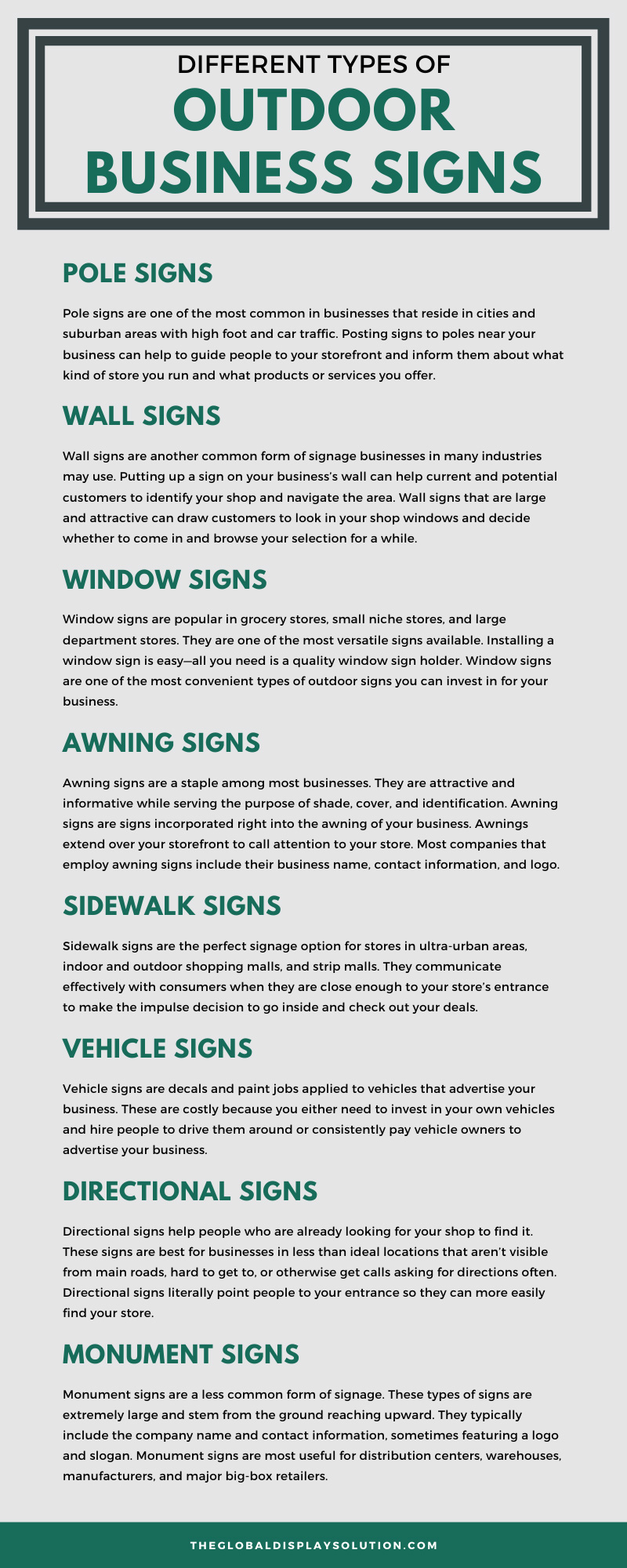 Different Types of Outdoor Business Signs